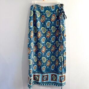 Cotton Ginny Plus Vintage Wrap Around Long Skirt Indian Floral Size 14